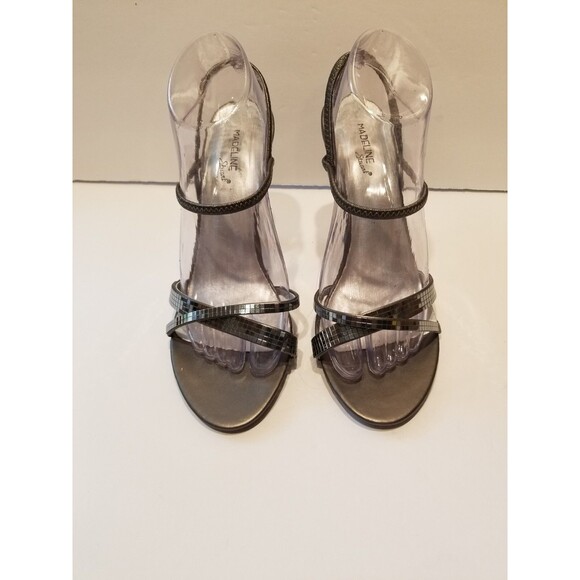 Madeline Stuart Women's Heels Silver Sequin Open Toe Sling Back 9M Party Event - Picture 2 of 7